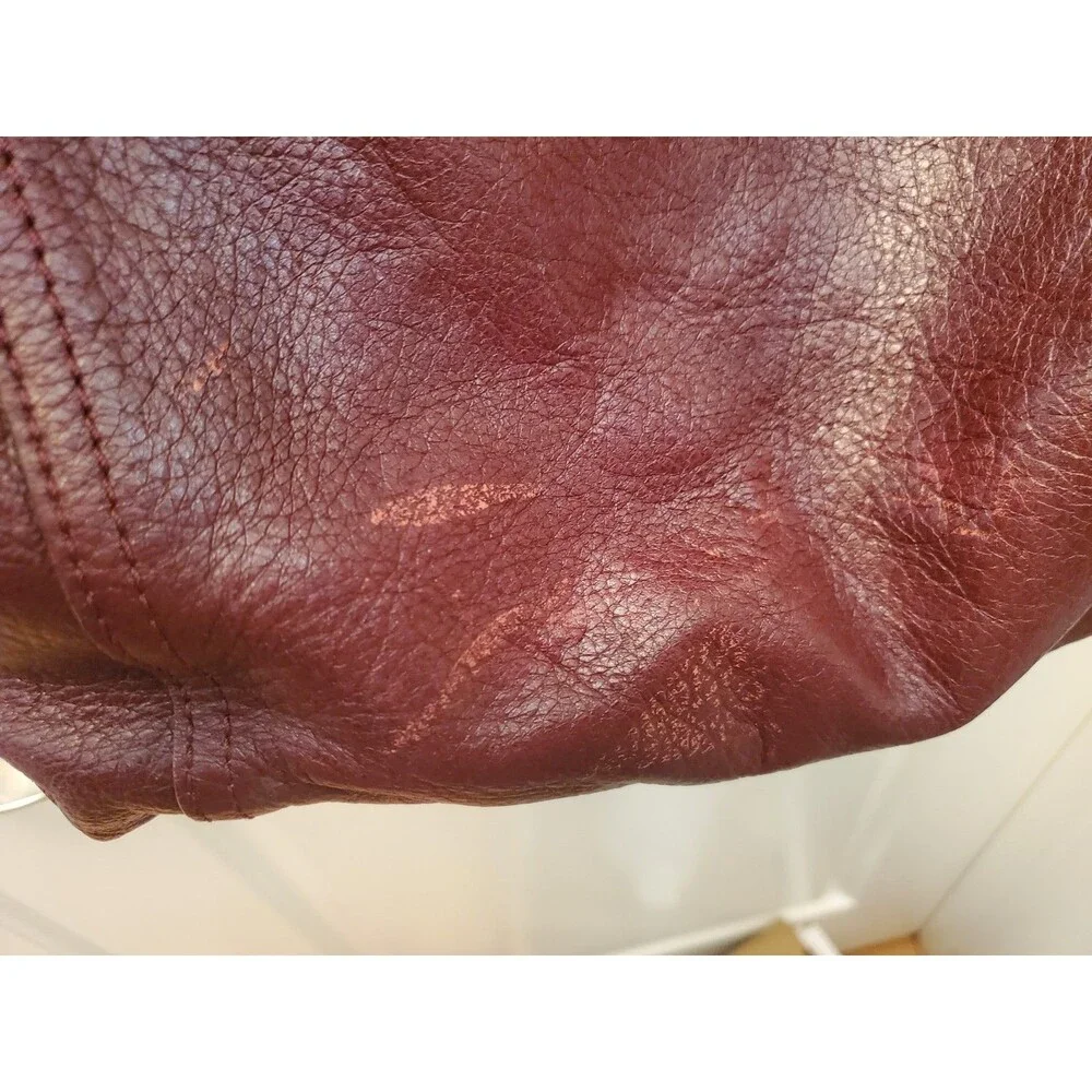 Michael Kors Burgundy Leather Slouchy Shoulder Bag Hobo Chain Gold Charm Purse